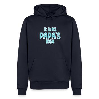 Mignon bambin - C’était l’idée de papa, les enfants - Sweat à capuche Premium bio Homme - bleu marine - Devant - Nico (187cm)