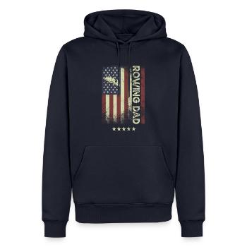 Drapeau américain des États-Unis - Père Aviron - Sweat à capuche Premium bio Homme - bleu marine - Devant - Nico (187cm)