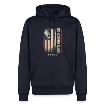 Drapeau des États-Unis - Papa patineur sur glace - Sweat à capuche Premium bio Homme - bleu marine - Devant - Nico (187cm)