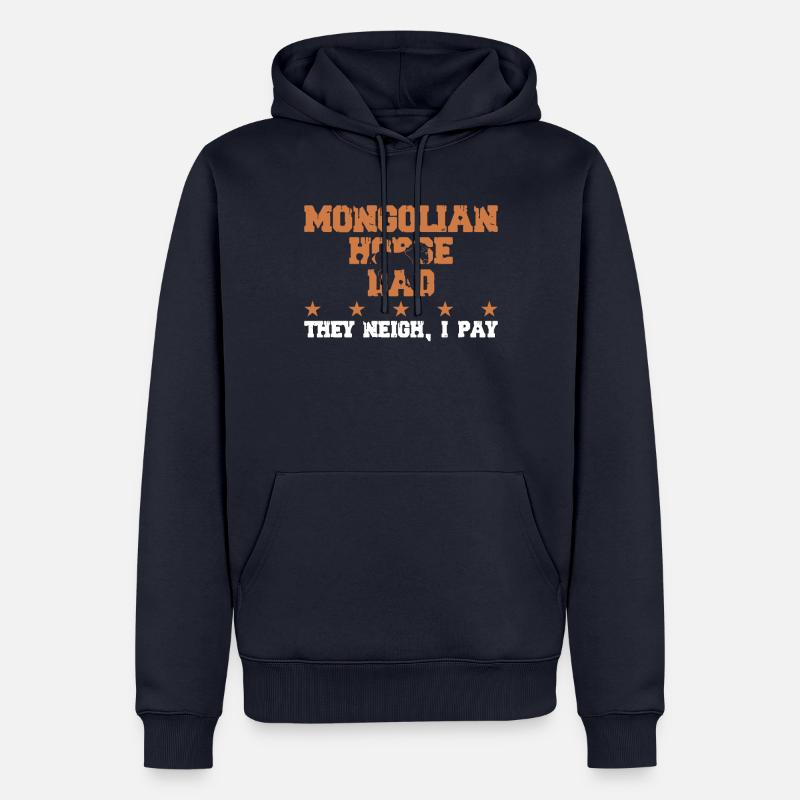 Père du cheval - Cheval mongol - Sweat à capuche Premium bio Homme - bleu marine