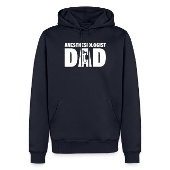 Job - Papa anesthésiste - Sweat à capuche Premium bio Homme - bleu marine - Devant - Nico (187cm)