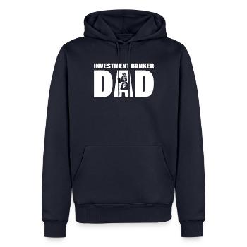 Emploi - Banquier d’affaires Papa - Sweat à capuche Premium bio Homme - bleu marine - Devant - Nico (187cm)