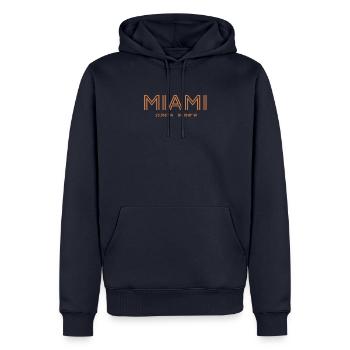 USA Stadt Koordinaten - Miami - Männer Premium Bio Hoodie - Navy - Vorne - Nico (187cm)