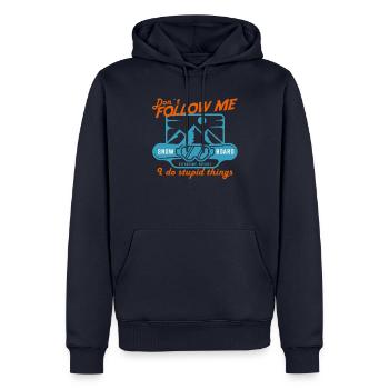 Ne me suivez plus Snowboard Sports d’hiver - Sweat à capuche Premium bio Homme - bleu marine - Devant - Nico (187cm)