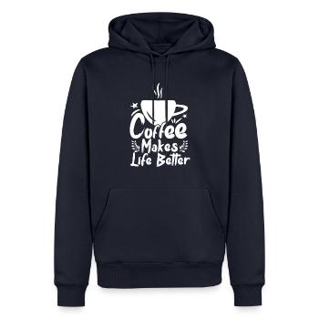 Lustiger Kaffeespruch für Kaffeetrinker - Männer Premium Bio Hoodie - Navy - Vorne - Nico (187cm)