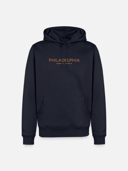 USA Stadt Koordinaten - Philadelphia - Männer Premium Bio Hoodie - Navy