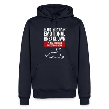 Émotionnel - Chien Berger Belge - Sweat à capuche Premium bio Homme - bleu marine - Devant - Nico (187cm)