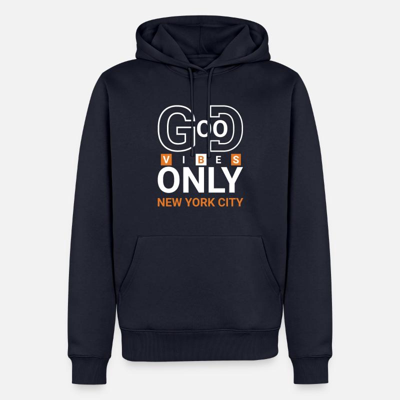 Good Vibes Only NYC - Sweat à capuche Premium bio Homme - bleu marine