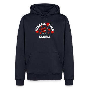 Küss mich - Valentins Tag Name Dabbing Herz Gloria - Männer Premium Bio Hoodie - Navy - Vorne - Nico (187cm)