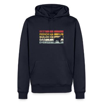 Meilleur père de tous les temps - Bouledogue français - Sweat à capuche Premium bio Homme - bleu marine - Devant - Nico (187cm)