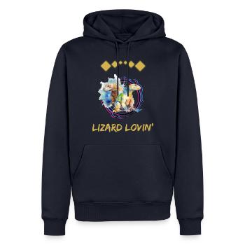 Lézards Reptiles Aquarelle Cadeau - Sweat à capuche Premium bio Homme - bleu marine - Devant - Nico (187cm)