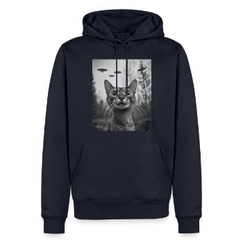 Chat - Alien Selfie Abyssinian UFO - Sweat à capuche Premium bio Homme - bleu marine - Devant - Nico (187cm)