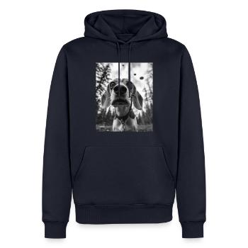 Chien - Alien Selfie Beagle UFO - Sweat à capuche Premium bio Homme - bleu marine - Devant - Nico (187cm)