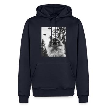 Katze - Alien Selfie Birman UFO - Männer Premium Bio Hoodie - Navy - Vorne - Nico (187cm)