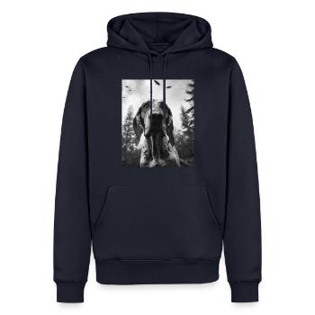 Chien - Alien Selfie Bloodhound UFO - Sweat à capuche Premium bio Homme - bleu marine - Devant - Nico (187cm)