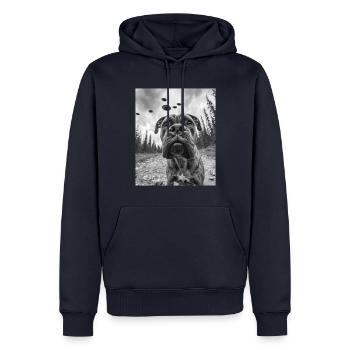 Chien - Alien Selfie Bullmastiff OVNI - Sweat à capuche Premium bio Homme - bleu marine - Devant - Nico (187cm)