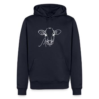 Linie Art Dad Mama Kuh - Brown Schweizer - Männer Premium Bio Hoodie - Navy - Vorne - Nico (187cm)
