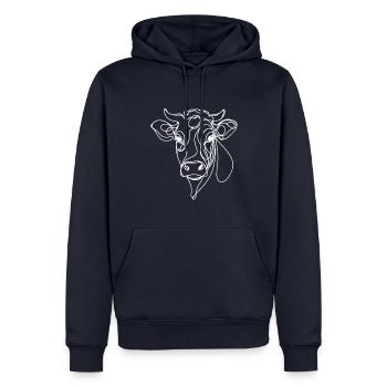 Linie Art Dad Mama Kuh - Limousin - Männer Premium Bio Hoodie - Navy - Vorne - Nico (187cm)