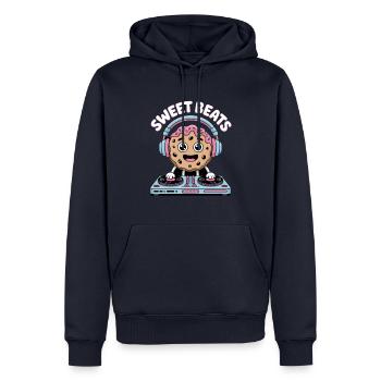 DJ de Noël : Sweet Beats Cookie - Sweat à capuche Premium bio Homme - bleu marine - Devant - Nico (187cm)