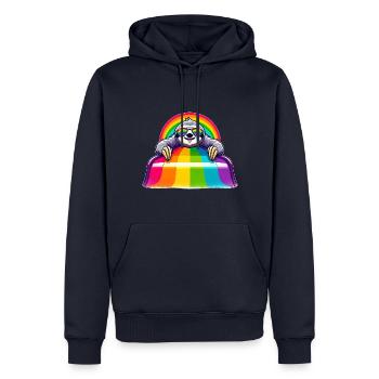 LGBTQ Pride Sloth Rainbow Playground - Men’s Premium Organic Hoodie - navy - Front - Nico (187cm)
