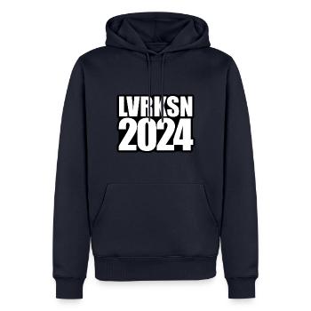 LVRKSN - Leverkusen - Deutscher Meister 2024 - Männer Premium Bio Hoodie - Navy - Vorne - Nico (187cm)