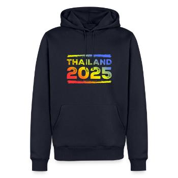 Thailand 2025 Bunt - Männer Premium Bio Hoodie - Navy - Vorne - Nico (187cm)