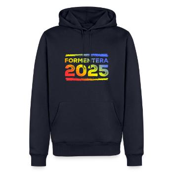 Formentera 2025 Multicolore - Sweat à capuche Premium bio Homme - bleu marine - Devant - Nico (187cm)