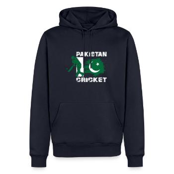Drapeau de joueur de cricket du Pakistan - Sweat à capuche Premium bio Homme - bleu marine - Devant - Nico (187cm)