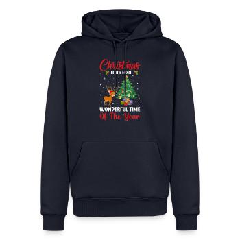 Christmas design with reindeer and tree - Men’s Premium Organic Hoodie - navy - Front - Nico (187cm)