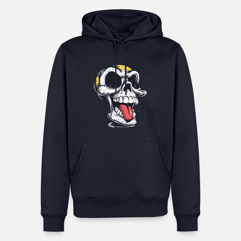 Crâne avec langue – crâne effronté - Sweat à capuche Premium bio Homme - bleu marine