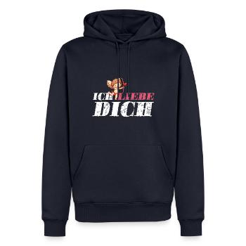 Ich Liebe Dich Amor - Männer Premium Bio Hoodie - Navy - Vorne - Nico (187cm)