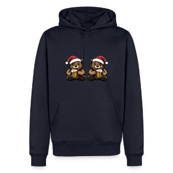 Bär Weihnachten Bier Team - Männer Premium Bio Hoodie - Navy - Vorne - Nico (187cm)