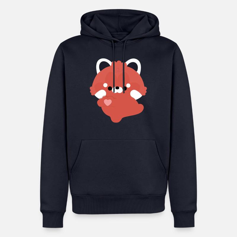 Amour Panda Rouge - Sweat à capuche Premium bio Homme - bleu marine