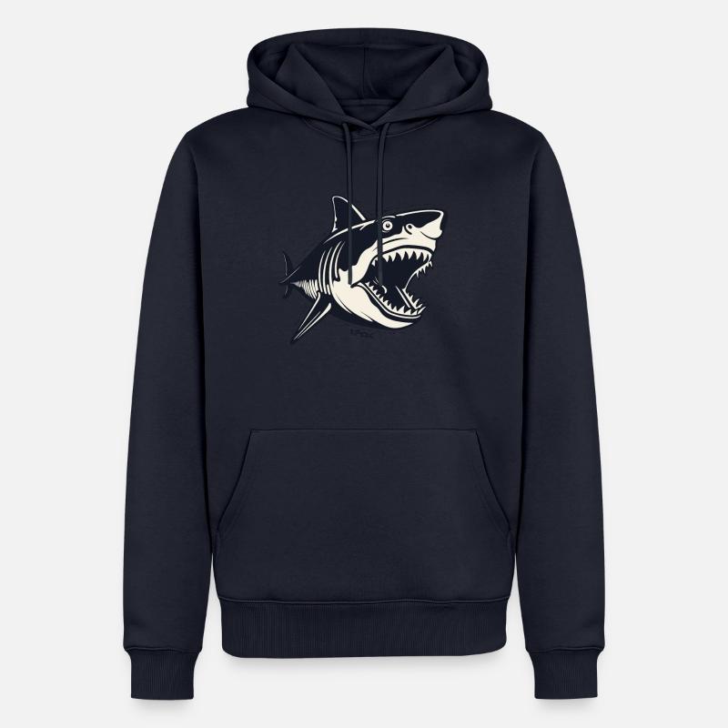 Un requin de dessin animé à l’ancienne - Sweat à capuche Premium bio Homme - bleu marine