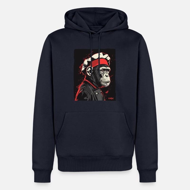 Monkey Chef et Monkey Chef - Sweat à capuche Premium bio Homme - bleu marine