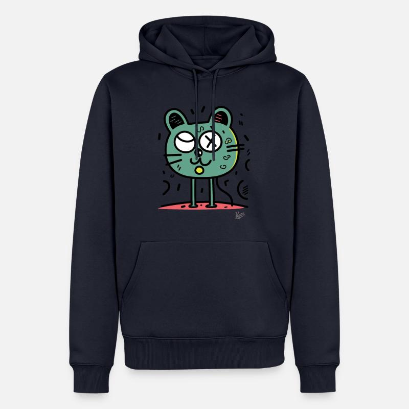 Lustiger Cartoon-Kater oder Katze - Männer Premium Bio Hoodie - Navy