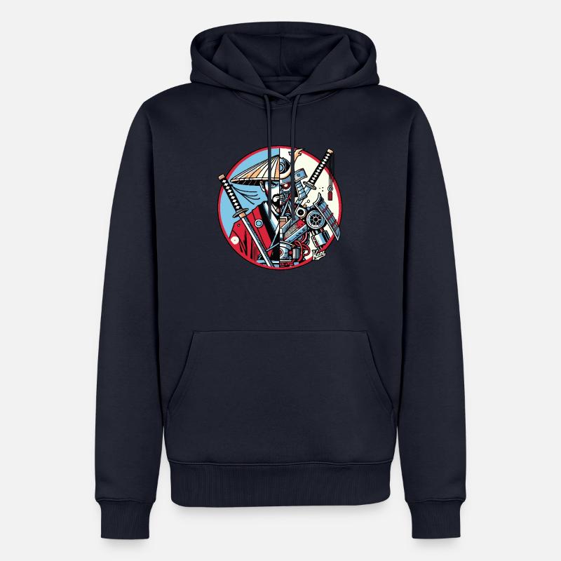 Samurai-Ronin oder Mecha-Shogun - Männer Premium Bio Hoodie - Navy
