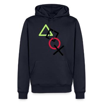 X square triangle icons controller game circle lo - Men’s Premium Organic Hoodie - navy - Front - Nico (187cm)