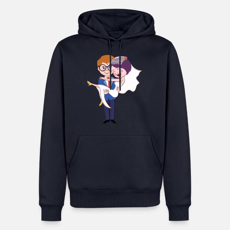 Hochzeit Ehepaar Heirat - Männer Premium Bio Hoodie - Navy