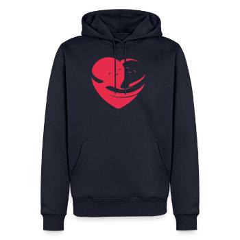 Coeur aimant - Sweat à capuche Premium bio Homme - bleu marine - Devant - Nico (187cm)