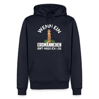 WENN EIN ERDMÄNNCHEN RUFT MUSS ICH LOS - Männer Premium Bio Hoodie - Navy - Vorne - Nico (187cm)