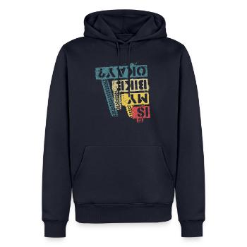 Downhill MTB Fahrrad Biker Geschenk - Männer Premium Bio Hoodie - Navy - Vorne - Nico (187cm)