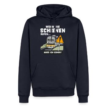 Zug Bahn Wenn die Schienen rufen muss ich gehen - Männer Premium Bio Hoodie - Navy - Vorne - Nico (187cm)
