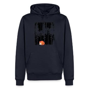 Doux renard dans la forêt Retro modèle arbre vintage forêt - Sweat à capuche Premium bio Homme - bleu marine - Devant - Nico (187cm)