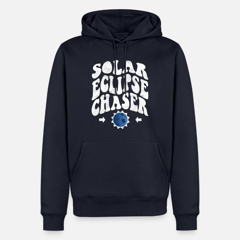 Solar eclipse chaser weiss - Männer Premium Bio Hoodie - Navy
