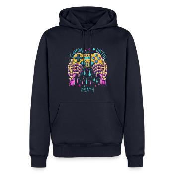 Skelett Controller - Männer Premium Bio Hoodie - Navy - Vorne - Nico (187cm)