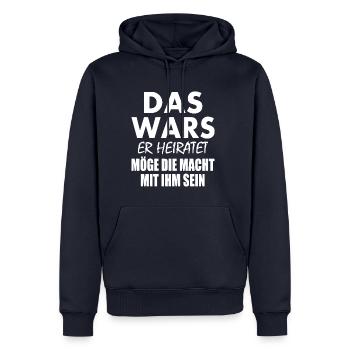 Das wars er heiratet - Männer Premium Bio Hoodie - Navy - Vorne - Nico (187cm)