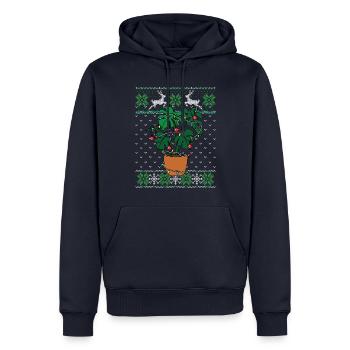 Plantes Monstera Ugly Christmas Style - Sweat à capuche Premium bio Homme - bleu marine - Devant - Nico (187cm)