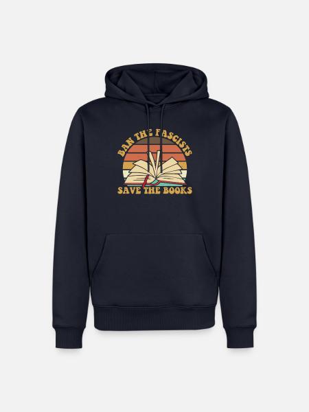 Verbot die Faschisten retten die B�cher Retro verb - Männer Premium Bio Hoodie - Navy