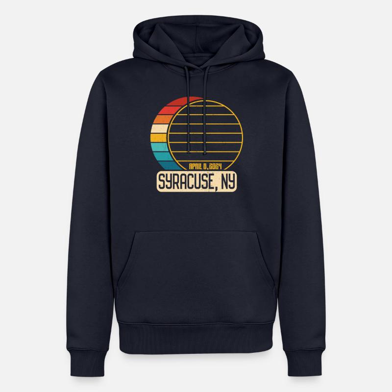 Eclipse totale de Soleil Eclipse de New York Syracuse - Sweat à capuche Premium bio Homme - bleu marine